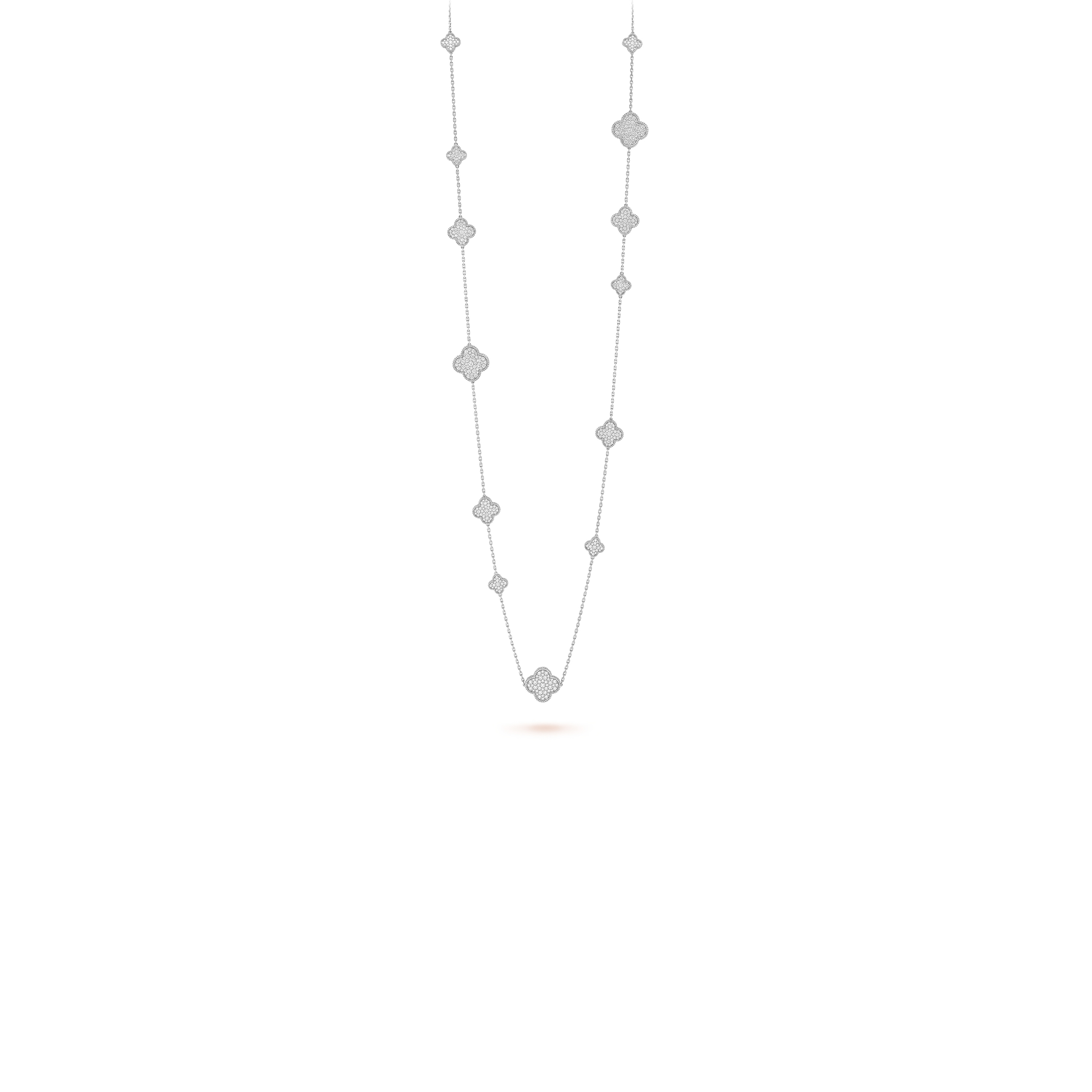 VAN CLEEF ARPELS MAGIC ALHAMBRA LONG NECKLACE, 16 MOTIFS - WHITE GOLD, DIAMOND  VCARN9MO00